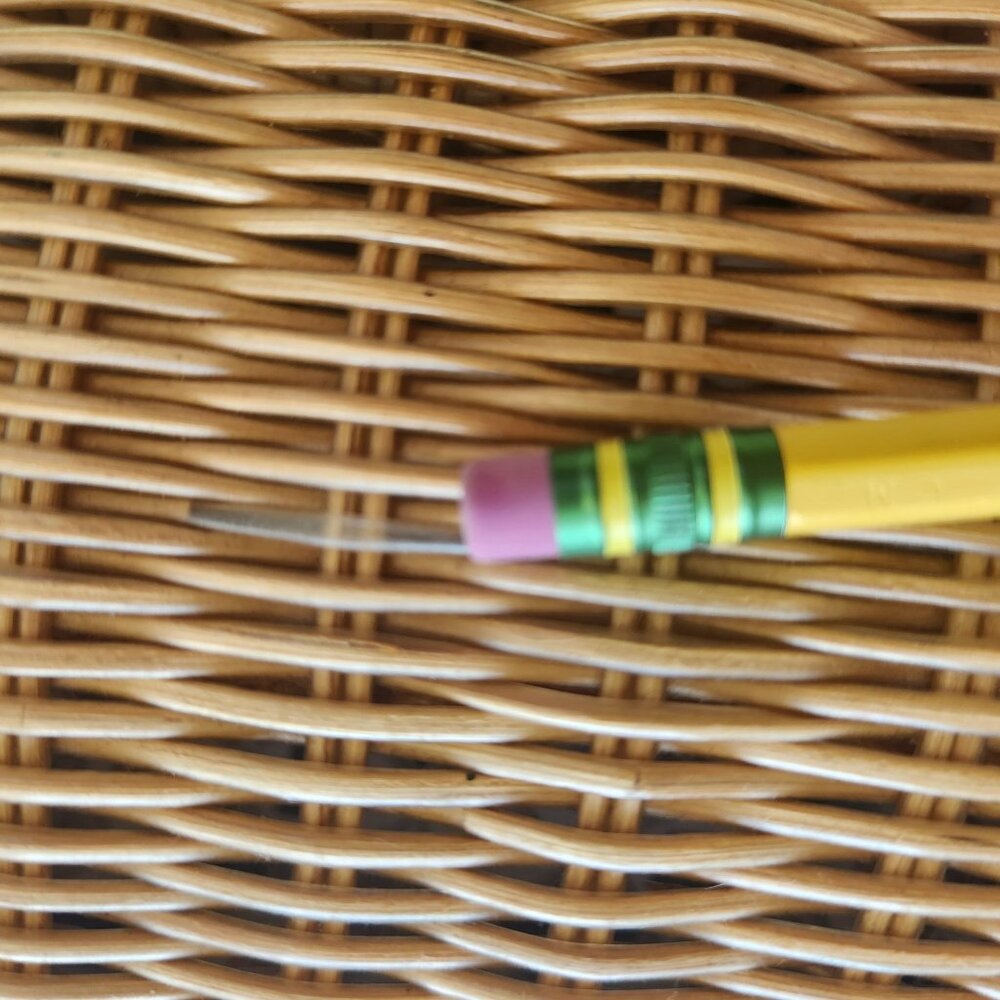 Vintage 1960's Woven Plastic Wicker Handbag Purse Leather Retro Cottagecore Cute - Picture 12 of 16